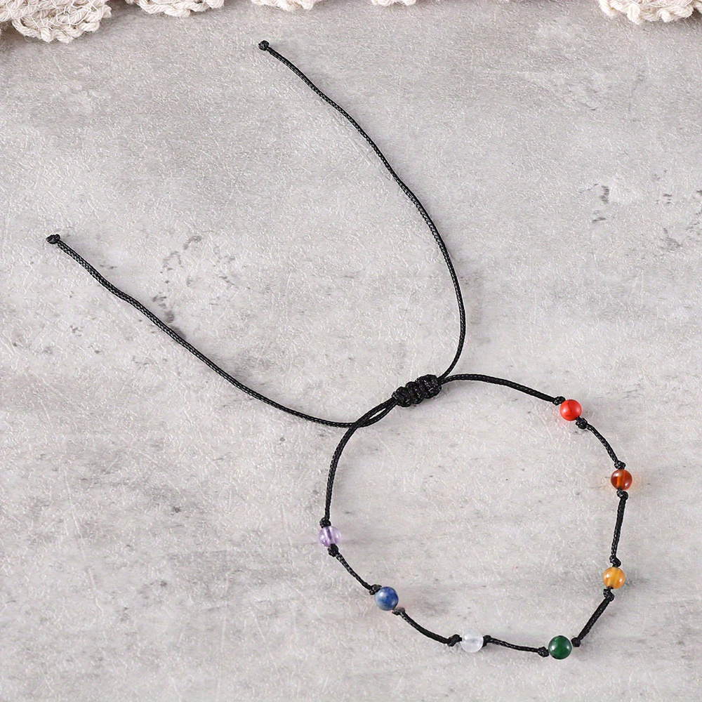 Boho 7 Chakra Stone Anklet Handcrafted Yoga Beach Foot Jewelry